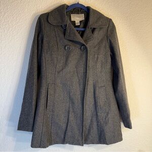 Miss Lili grey wool-blend double-breasted‎ peacoat Size M